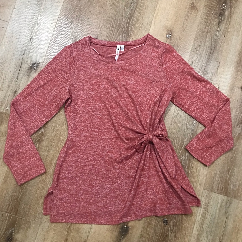 CABLE & GAUGE Bow Tie Detail Rust Color Sweater Long Sleeve Top M Like New